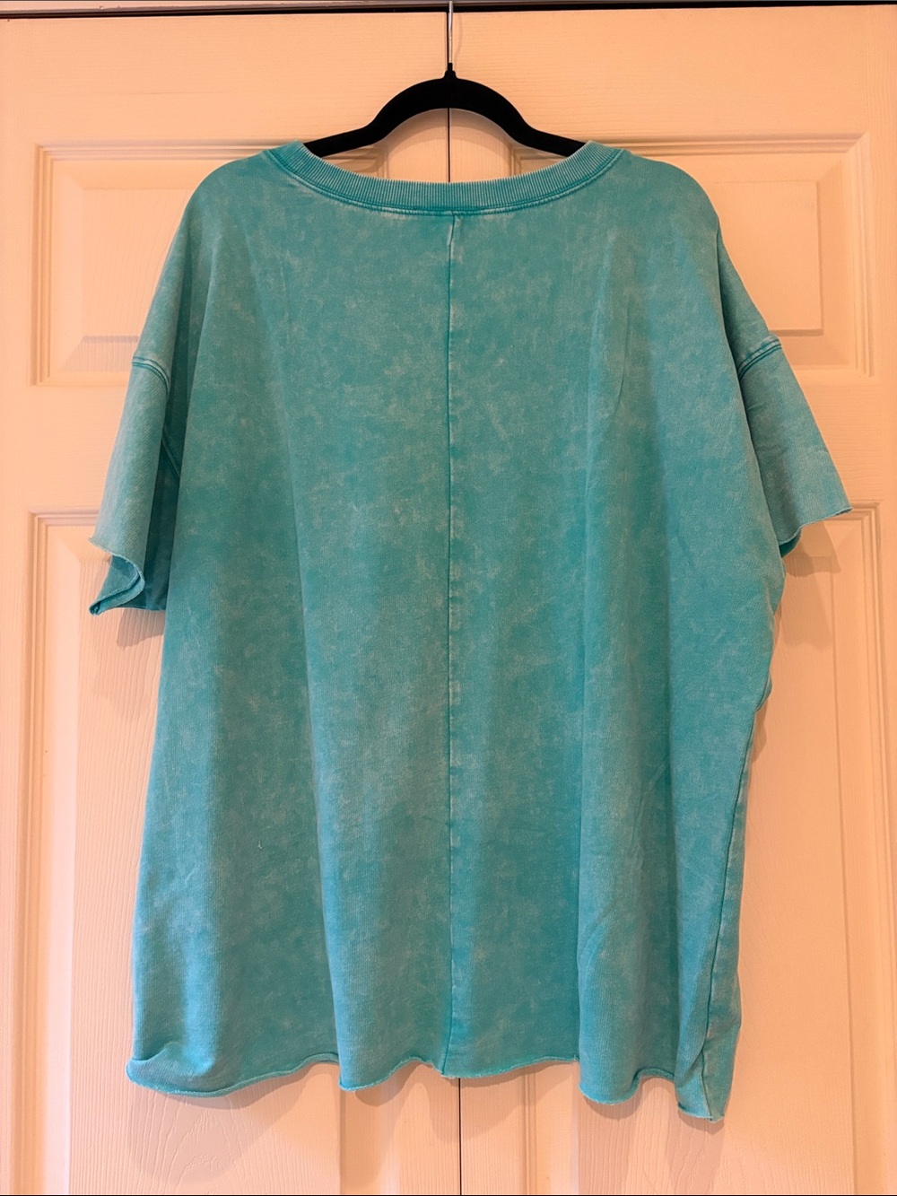 Zenana Outfitters Mineral-Wash Teal Short Sleeve Pocket Tee L/XL - Picture 6 of 6